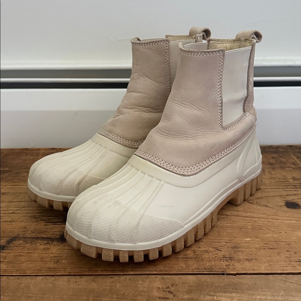 Diemme Balbi Chelsea Duck Boots Suede Size 37 / 7 Beige Tan Winter Rain Snow